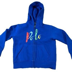 Polo Ralph Lauren Boy's Blue Art Painterly Logo Fleece Full-Zip Hoodie Size 4 4T